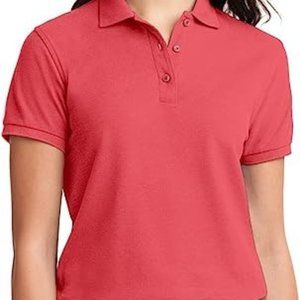 NWOT Women's Top Silk Touch Polo Style, Large, Never Worn, Hibiscus, W-21" L-26